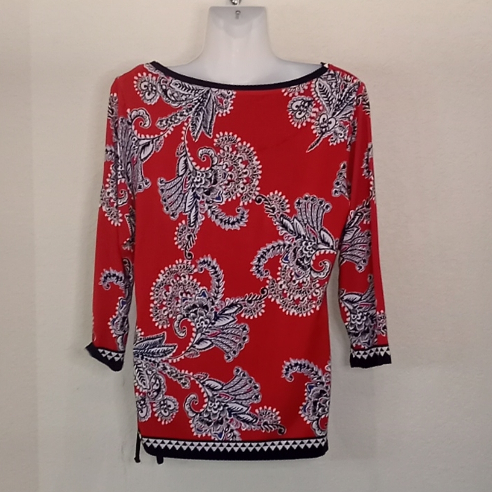 Ruby Rd. Floral Jersey Ruched Tunic - Picture 8 of 13
